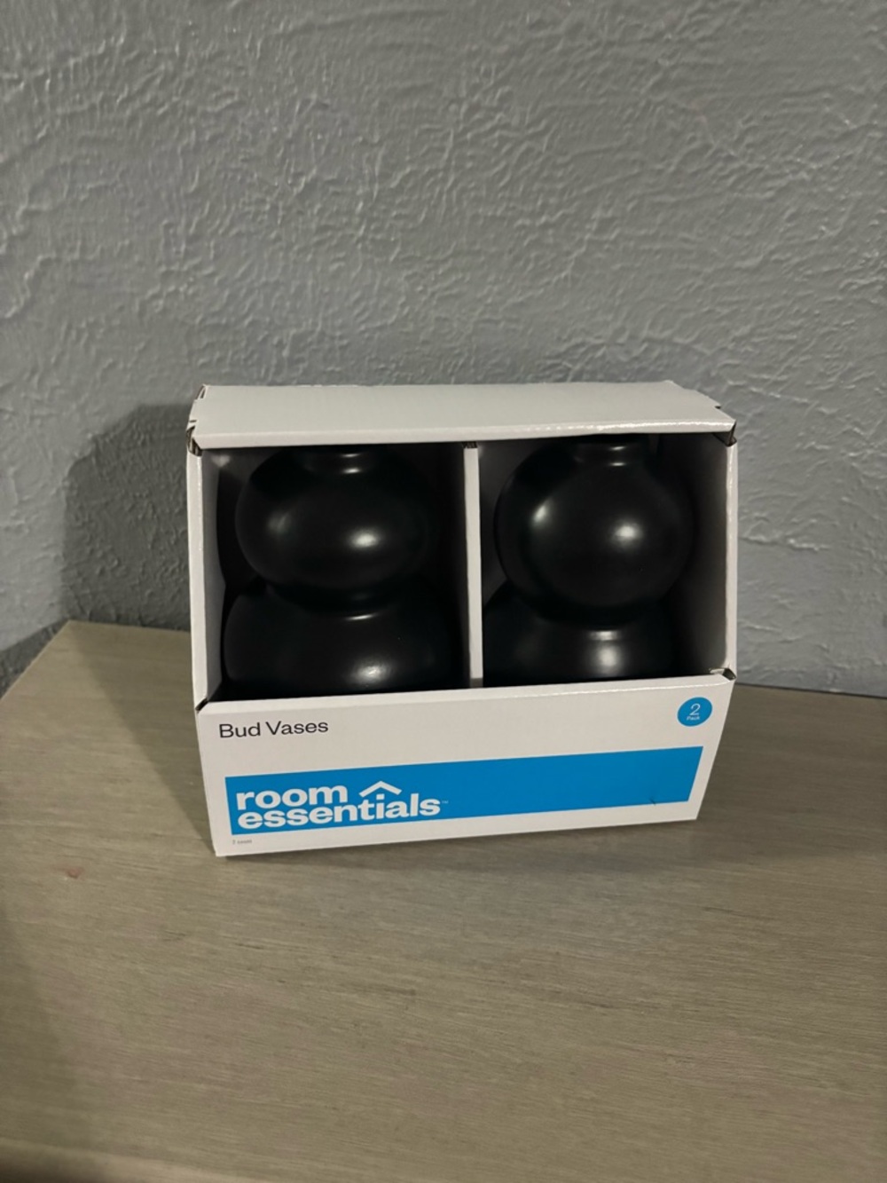 Room Essentials Matte Black Round Bud Vases – Set of 2